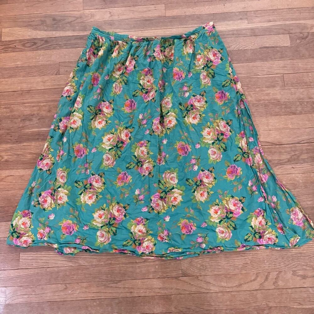 J. Crew pleated floral flower maxi skirt size 3X
b77